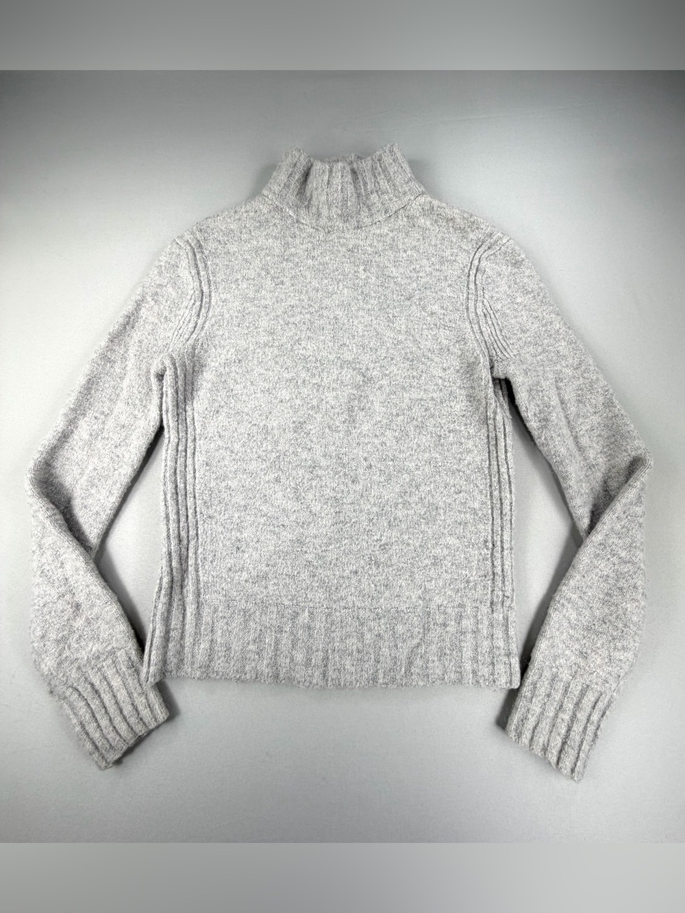 Point Sur Gray Merino Wool Alpaca Turtleneck Sweater Ribbed S